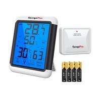 TempPro TP65C Hygromètre numérique sans fil,Thermomètre intérieur/extérieur | Hygromètre avec écran tactile rétroéclairé, portée de 150 m, enregistrement des valeurs MAX/MIN (anciennement ThermoPro)