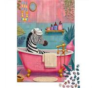 Temps de Bain Zebra Puzzle 1000 Pièces Adultes intéressant Puzzles 1000 Pièce Jeu Éducatif Cadeau 70x50cm/1000pcs