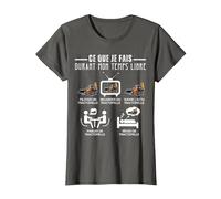 Temps Libre Humour Tractopelle Conducteur Engin de Chantier T-Shirt, Femme, Asphalte, 3XL