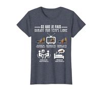 Temps Libre Humour Tractopelle Conducteur Engin de Chantier T-Shirt, Femme, Bleu Chiné, 3XL