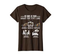 Temps Libre Humour Tractopelle Conducteur Engin de Chantier T-Shirt, Femme, Marron, 3XL