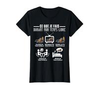 Temps Libre Humour Tractopelle Conducteur Engin de Chantier T-Shirt, Femme, Noir, 3XL