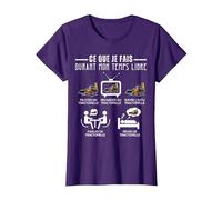 Temps Libre Humour Tractopelle Conducteur Engin de Chantier T-Shirt, Femme, Violet, 3XL