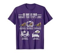 Temps Libre Humour Tractopelle Conducteur Engin de Chantier T-Shirt, Homme, Violet, M