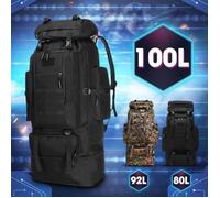 TEMPSA 100L Sac à Dos de Randonnée Escalade Réglable pour Sport Camping Voyage NOIR