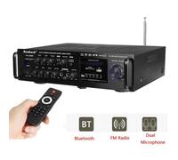 TEMPSA 2000W 4ohm Bluetooth Amplificateur Stéréo karaoké Support 2 MIC Input FM 110-230V