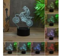 TEMPSA 3D moto Lampe LED Ampoule illusion Sculpture Lumière Cadeau veilleuse 7 couleurs