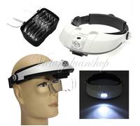 TEMPSA Casque Loupe Frontale 2 LED Lampe 5 Lens Réparation Travail Precision Magnifier