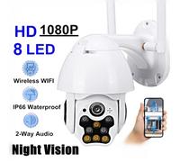 TEMPSA HD1080P WiFi Caméra IP Surveillance Extérieur 360° sans fil Étanche Interphone Vision Nocture LED 8-lampe -Système LINUX