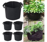 TEMPSA kit 5pcs Sac de Plantation Plante Culture 5 Gallons Avec Poignée En Feutre Noir 25x30cm