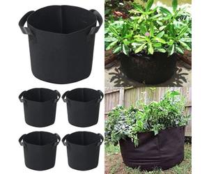 TEMPSA kit 5pcs Sac de Plantation Plante Culture 5 Gallons Avec Poignée En Feutre Noir 25x30cm