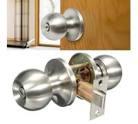 TEMPSA Kit Poignée de porte Ronde Boule en Acier Inoxydable Poignée de Serrure Pour Salle de bains NO KEY