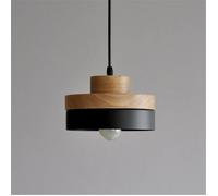 TEMPSA Lampe Suspension Moderne en Bois Bar Café Restaurant Cuisine Suspension Lampe Bureau Couloir Salon Salle à Manger noir rond