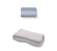 TEMPUR Set de coussin Aspera L, avec housse de coussin en jersey (Platine) | Oreiller ergonomique cervical pour les personnes dormant sur le dos ou sur le côté, avec housse assortie couleur platine