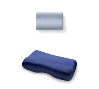 TEMPUR Set de coussin Aspera M, avec housse de coussin en jersey (Bleu) | Oreiller ergonomique cervical pour les personnes dormant sur le dos ou sur le côté, avec housse assortie couleur bleu