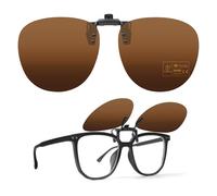 TEMSO Lunettes de soleil à clipser pour homme et femme, lunettes de soleil polarisées classiques à clipser pour conduite, vision claire, anti-reflet, Marron Cat.3, M 55*48MM