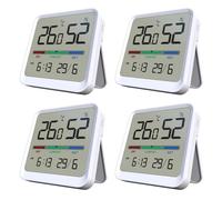 Temtop Hygromètres Thermomètres d'Intérieur Numériques 4PCS - Moniteur de Température et Humidité avec Affichage Heure Date Haute Précision Pour Maison Bureau Chambre Plantes