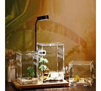 TEMU-SC Boîte à Nourrir en pour Reptiles, Ensemble de récipient en acrylique d'insecte, Habitat Portable pour Reptiles et Amphibiens, adapté aux araignées, lézards, Grenouilles, grillons,12*12*20cm