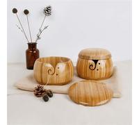 TEMU-SC Bol à laine, Bol tricot, Bol en Bois Fil de Stockage Bol, Rangement tricot, Bobinoir à laine pour le tricot et le crochet(avec couvercle)(bambou)(15 * 9.5cm)