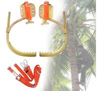 Temzyy Model350 Kit de matériel d'escalade professionnel en acier au carbone, boucle de pied réglable en bois, sangles de sécurité orange, pour la chasse, l'observation, la cueillette des fruits