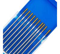 TEN-HIGH Lot de 10 électrodes de tungstène TIG, Lanthanum 1,5 %, WL15 (or), 2 mm x 175 mm.