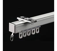 TEN-HIGH Rail rideaux silencieuse simples, Aluminium à fixer au plafond, Pour le salon et la chambre à coucher, Avec crochets à rouleaux (blanc ivoire, 2pc*2.5m)