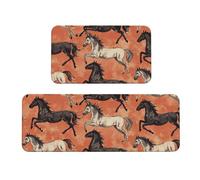 Ten Thousand Horses Lot de 2 tapis de cuisine rembourrés confortables pour décoration de la maison, évier, tapis de cuisine pour sol antidérapant, lavable, blanchisserie 43,2 x 119,2 cm + 43,2 x 76,2