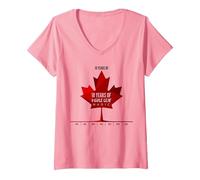 Ten Years of Maple Leaf Magic Canada Cadeau d'anniversaire T-Shirt avec Col en V, Femme, Rose, XL
