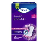 TENA Discreet Protect+ Serviette Hygiénique de Nuit Maxi Night 12 unités