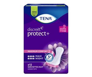TENA Discreet Protect+ Serviette Hygiénique de Nuit Maxi Night 12 unités