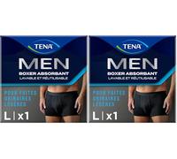 TENA Men - Caleçon de Protection Lavable Homme - Pour les Fuites Urinaires Légères - Coupe Classique - Noir - L (Lot de 2)