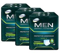 Tena men Level 4 - Protection Sous-vêtements jetables pour hommes avec moyenne à forte Incontinence Urinaires/- Absorbant & discret - 24 Protège-Slips (3 x 8 pièces) - Pack Avantage