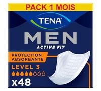 TENA Men Protections Absorbantes Niveau 3 Incontinence Homme - pour Fuites Urinaires Modérées - 48 Protections (Pack 1 Mois) (Lot de 6)