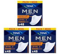 TENA Men Protections Absorbantes Niveau 3 Incontinence Homme - pour Fuites Urinaires Modérées - 48 Protections (Pack 1 Mois) (Lot de 3)