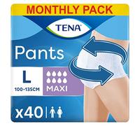 TENA Pantalon maxi (L) lot de stock mensuel - culottes absorbantes, élastiques et jetables, pour les fuites urinaires, que ce soit pour elle ou pour lui, discrètes et confortables, 4 paquets x 10