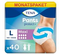 TENA Pants Maxi (L) Pack d'escorte mensuel - Culotte absorbante, élastique et jetable, pour fuite urinaire, unisexe, discrète et confortable, 4 paquets x 10 pièces