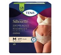 Tena Silhouette, Crèmes, Taille haute, Taille M, Absorption Plus, 9 culottes