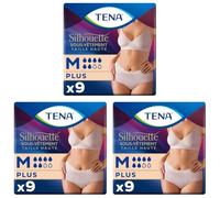 TENA Silhouette Normal Taille Haute - Crème - Taille M - 9 Culottes (Lot de 3)