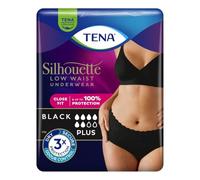 TENA Silhouette Plus Lot de 12 culottes taille basse Noir Taille M 100 % protection près du corps