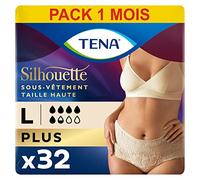 TENA Silhouette Plus Taille Haute - Sous-vêtements Absorbants Jetables Incontience Femme - Post-accouchement - Pour Fuites Urinaires Modérées à Fortes - Crème - Taille L - 32 Culottes (Pack 1 mois)