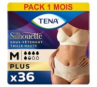 TENA Silhouette Plus Taille Haute - Sous-Vêtements Absorbants Jetables Incontinence Femme - Culottes pour Fuites Urinaires Modérées à Fortes - Crème - Taille M - Pack de 36 (4 x 9)