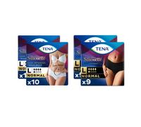 TENA Silhouette Sous-Vêtement Taille Basse Normal Taille L Blanc et Noir Lot de 4 packs