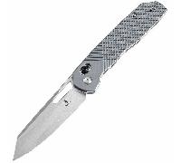TENABLE KNIVES Shard Stonewashed 14C28N 0,14" / 3,5mm Aluminium Gris avec Motif Diamant T1006V4