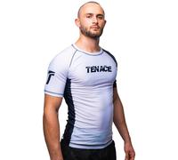 Tenace Jiu Jitsu T-shirt de compression pour entraînement MMA, BJJ, Grappling Rashguard, blanc, L