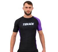Tenace Jiu Jitsu T-shirt de compression pour entraînement MMA, BJJ, Grappling Rashguard, violet, L