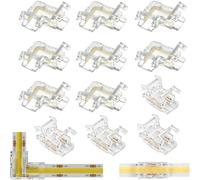 TenaLucy 12 Pièces Kit de mini Connecteurs 2 Broches 10mm pour LED COB, Sans Zones Sombres,pour Connecter des Fils de LED COB 12V 24V et des Barres Lumineuses
