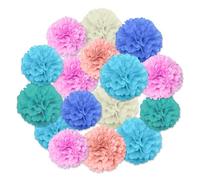 TenaLucy 16 Pièces Multicolore Pompon en Papier de Soie, Decoration Anniversaire, Boules de Fleur en Papier Coloré, 6 Couleurs pour Fête D'anniversaire de Mariage Baby Shower
