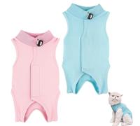TenaLucy 2 Pièces Body Chat Post Opératoire, Body pour Chat Anti Léchage, Alternative à la Collerette Chats, Vêtement Doux et Respirant Combinaison de Récupération pour Chats Femelle Maladies de Peau