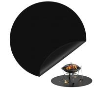 TenaLucy ⌀24 Po Tapis résistant au feu, Noir Grille Barbecue Tapis Sol | Tapis de Brasero Tapis Isolant Pliable, Ignifuge Protection de Sol, Rond Tapis de Barbecue pour Barbecue Cheminée Sol Pelouse