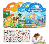 TenaLucy 4 Pièces Gommettes Enfants 2 Ans, Cadeau Fille 4 Ans Gommettes Autocollantes, Animaux de La Ferme Scrapbooking Autocollant, Livre Dinosaure Autocollant Enfant pour Enfants Cadeaux de Noël